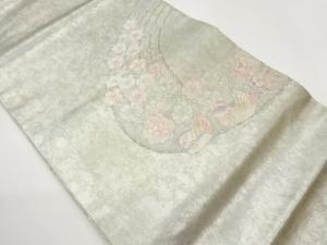 鴛鴦・花葉模様織出し名古屋帯